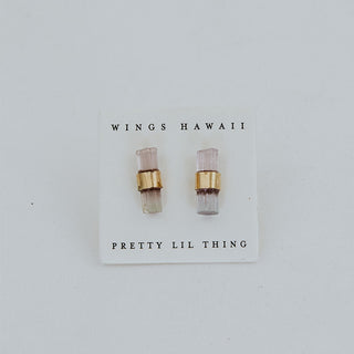 Banded Crystal Studs - Pink Tourmaline