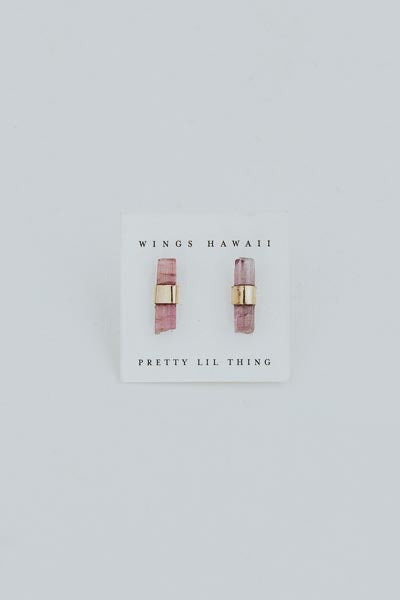 Banded Crystal Studs - Sea Rose Tourmaline