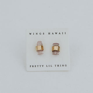 Banded Crystal Studs - Pink Tourmaline