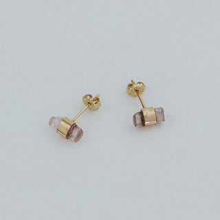 Banded Crystal Studs - Pink Tourmaline
