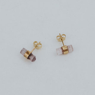 Banded Crystal Studs - Pink Tourmaline
