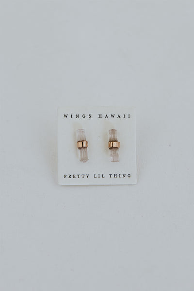 Banded Crystal Studs - Pink Tourmaline 14k Rose Gold