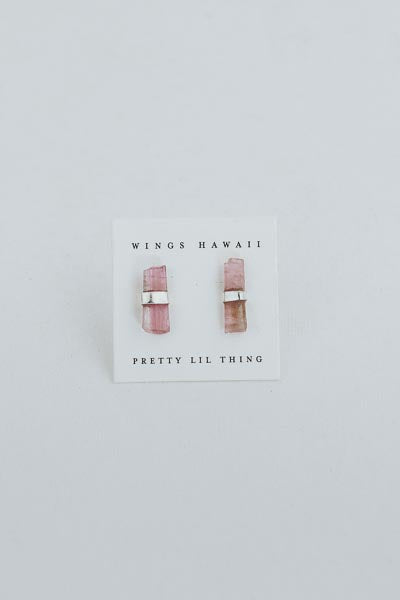 Banded Crystal Studs - Sea Rose Tourmaline