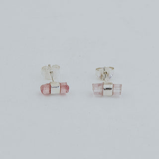 Banded Crystal Studs - Pink Tourmaline