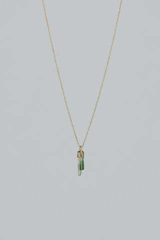 Bullet Charm Necklace - Green Tourmaline