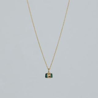 Banded Crystal Charm Necklace - Green Tourmaline