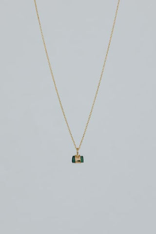 Banded Crystal Charm Necklace - Green Tourmaline