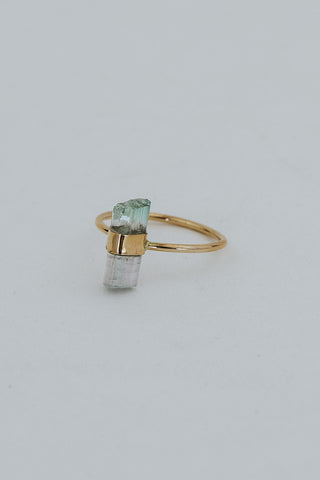 Banded Crystal Ring - Watermelon Tourmaline