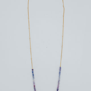Beaded with gold filled chain hackmanite stone necklace