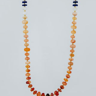 Beaded Lapis and Fire Opal Necklace