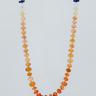 Beaded Lapis and Fire Opal Necklace