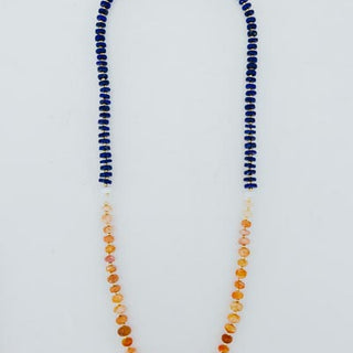 Beaded Lapis and Fire Opal Necklace