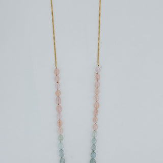 Aquamarine Beaded Necklace - Pink + Teal