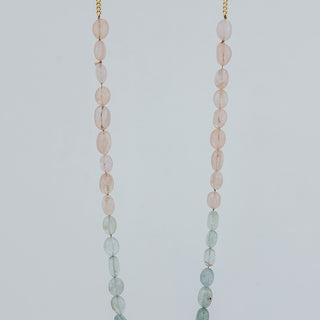 Aquamarine Beaded Necklace - Pink + Teal