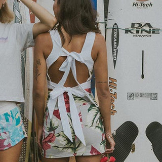 Pinafore Crop Top - Aloha Begonia Barkcloth