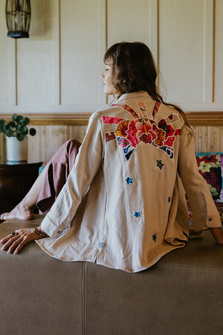 Twill Sun + Moon Shacket - Bone