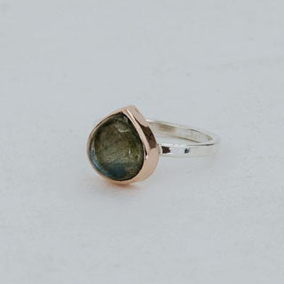 Dew Drop Ring - Labradorite Mixed Metals