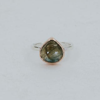 Dew Drop Ring - Labradorite Mixed Metals