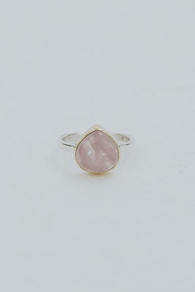 Dew Drop Ring - Rose Quartz Mixed Metals
