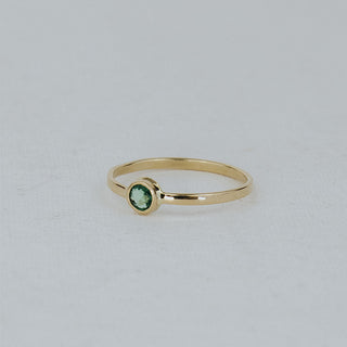 Petite Bezel Set Colombian Emerald Ring - 14K