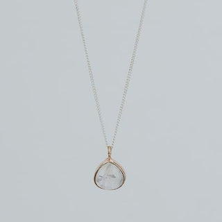Dew Drop Necklace - Moonstone Mixed Metals