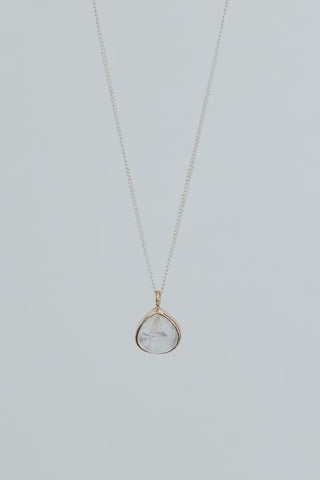 Dew Drop Necklace - Moonstone Mixed Metals