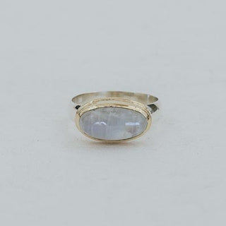 Wings Hawaii Horizon ring with rainbow moonstone in 14k yellow gold and sterling silver