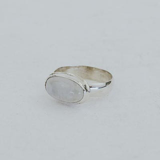 Wings Hawaii Horizon Ring with rainbow moonstone bezel-set in sterling silver 