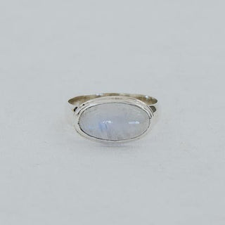 Wings Hawaii Horizon Ring with rainbow moonstone bezel-set in sterling silver 