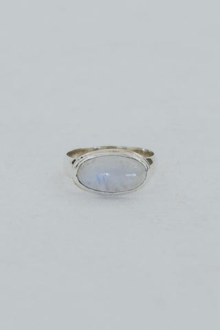 Wings Hawaii Horizon Ring with rainbow moonstone bezel-set in sterling silver 