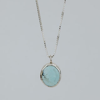 Turquoise in Sterling silver bezel set on chain necklace 