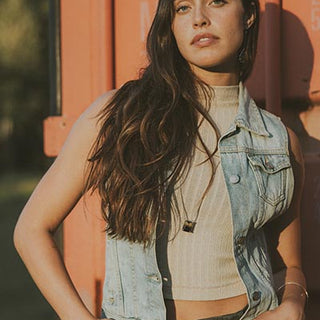 Lexi Mock Neck Tank - Ivory Gold Sparkle