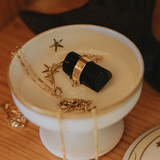 Medium Banded Crystal Charm Necklace - Black Tourmaline