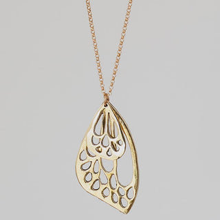 14K Gold or Sterling Silver Butterfly Wing Pendant Necklace