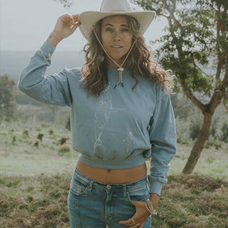 Cropped Longsleeve Tee - Sky Blue
