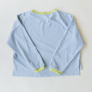 Boxy Long Sleeve - Blue and White Stripe