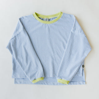 Boxy Long Sleeve - Blue and White Stripe