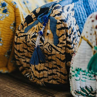 Kantha Toiletry Pouches - Sky+ Navy Blue Tiger