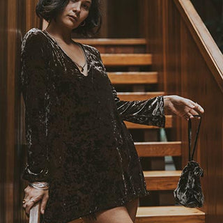 Bell Sleeve Mini Dress - Walnut