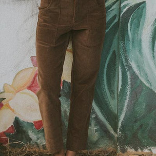 Retro Pocket Pants - Brown Corduroy