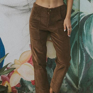 Retro Pocket Pants - Brown Corduroy