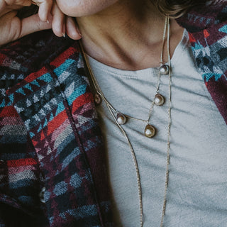 5 baroque pearls dangling on gold filled necklace 