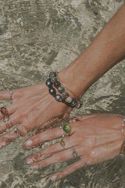 Stretchy Beaded Bracelet Large - Chlorite Quartz