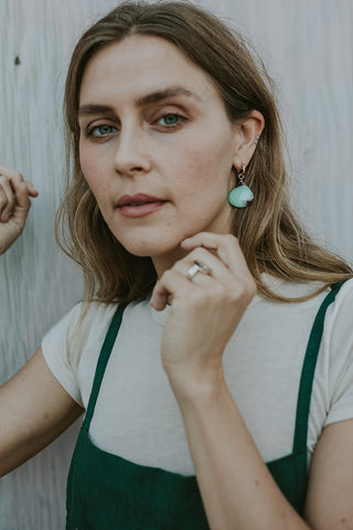 Clasping Hoop Earrings - Chrysoprase