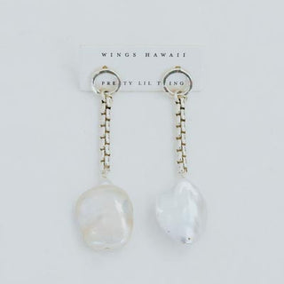 Wings Hawaii chain reaction pearl drop earrings