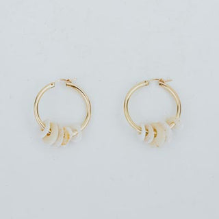 wings hawaii charm hoop earrings with 5 puka shells