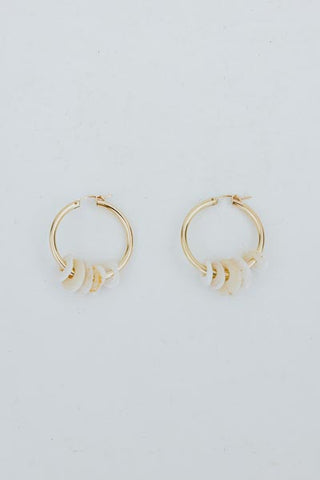 wings hawaii charm hoop earrings with 5 puka shells