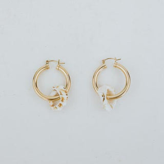 Wings Hawaii triton shell charm hoop earrings in 14k gold fill