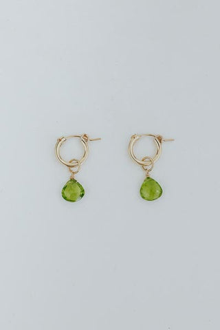 Charm Hoop Earrings - Peridot