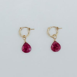 Charm Hoop Earrings - Ruby